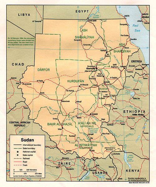 Political map of Sudan