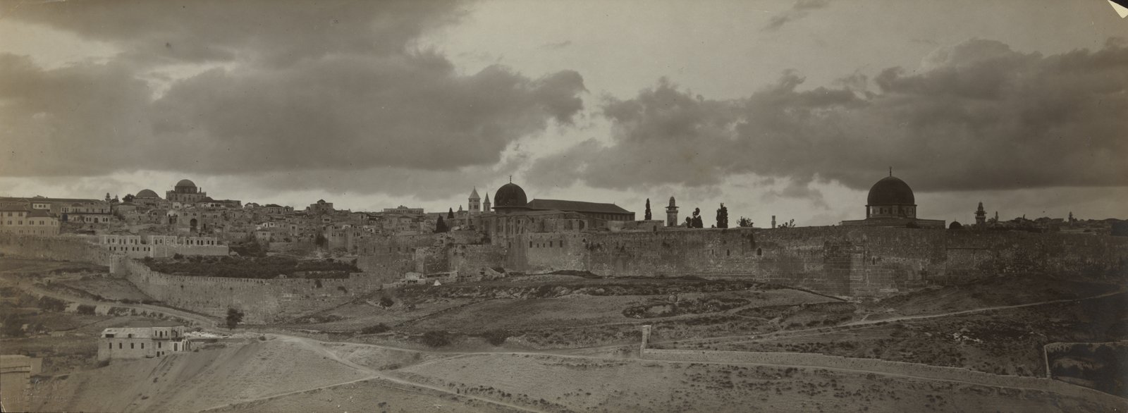 Historic panorama of Jerusalem from the southeast