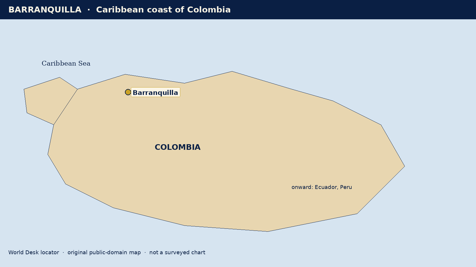 Locator map of Barranquilla on Colombia’s Caribbean coast