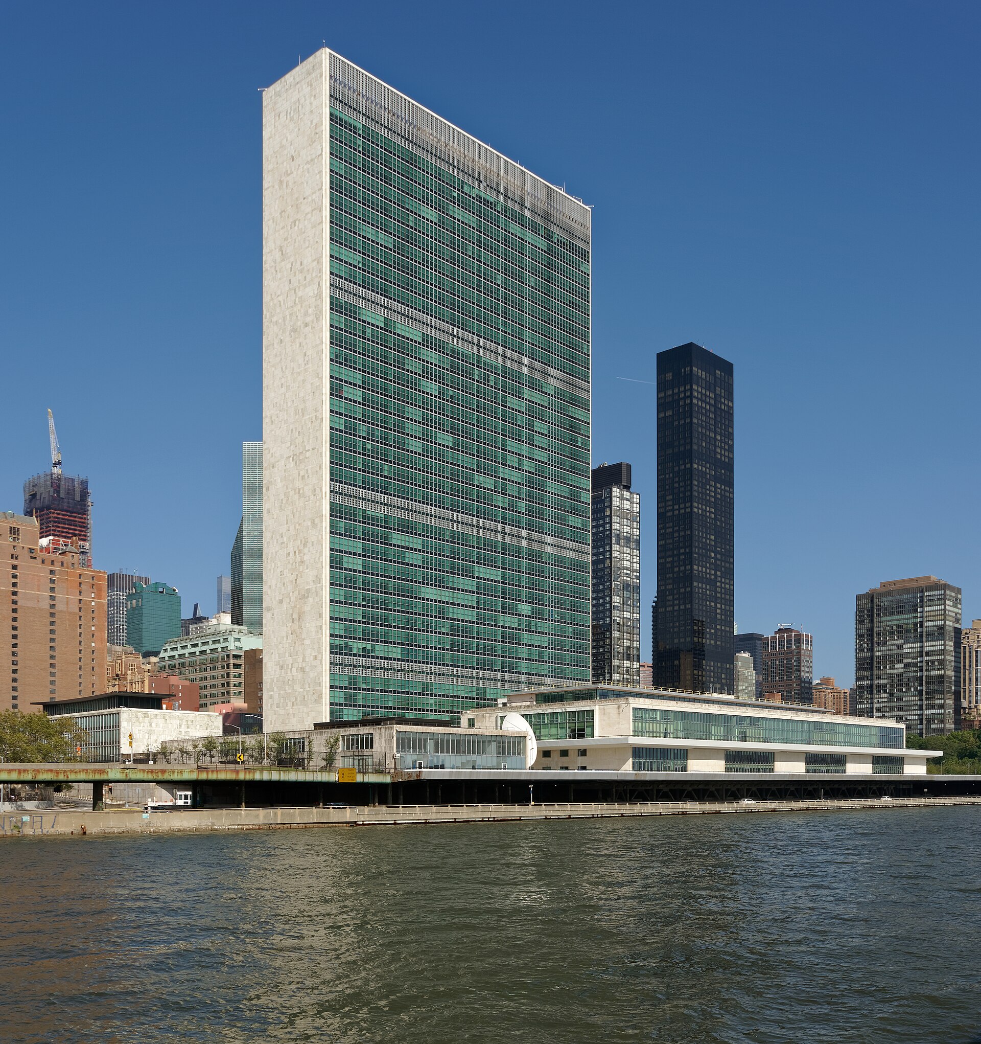 United Nations headquarters on the East River in New York
